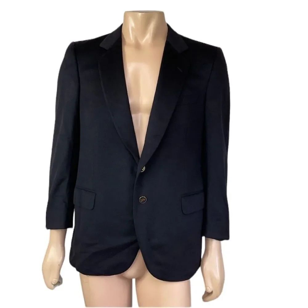 Franco B. Cashmere Twee CollarTwo Burtons Blazer Jacket Sport Coat Black 52